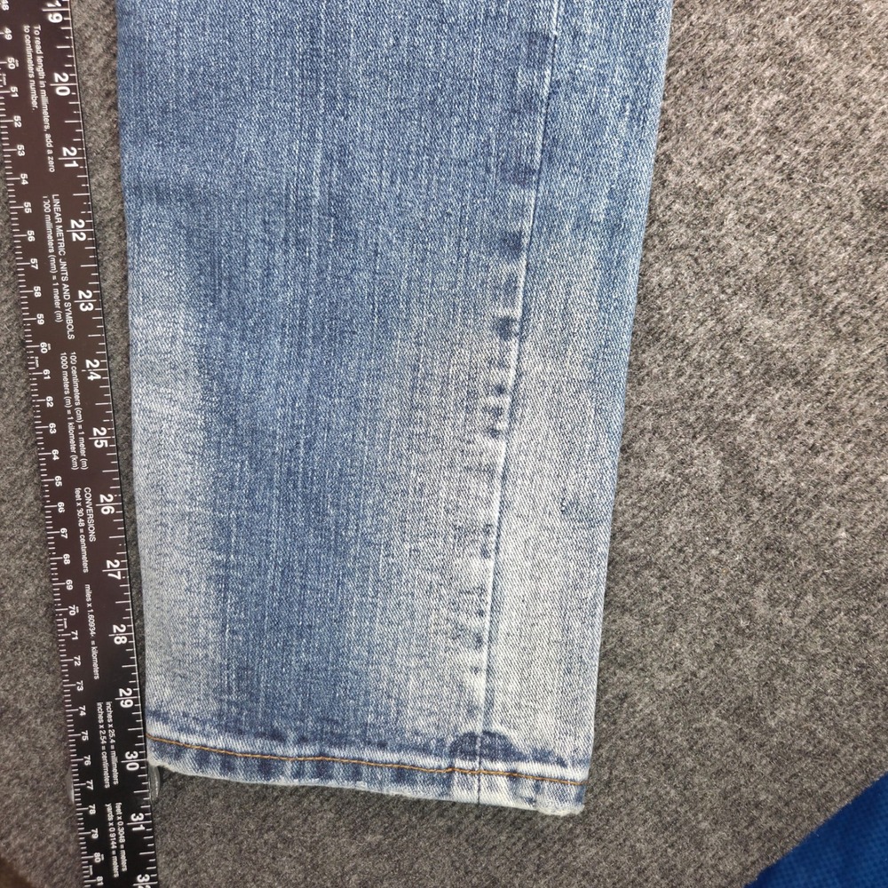 Born Fly Men Distressed Denim Jeans Blue Light Wash Button Fly Size 32 Y2K Style - Picture 7 of 11